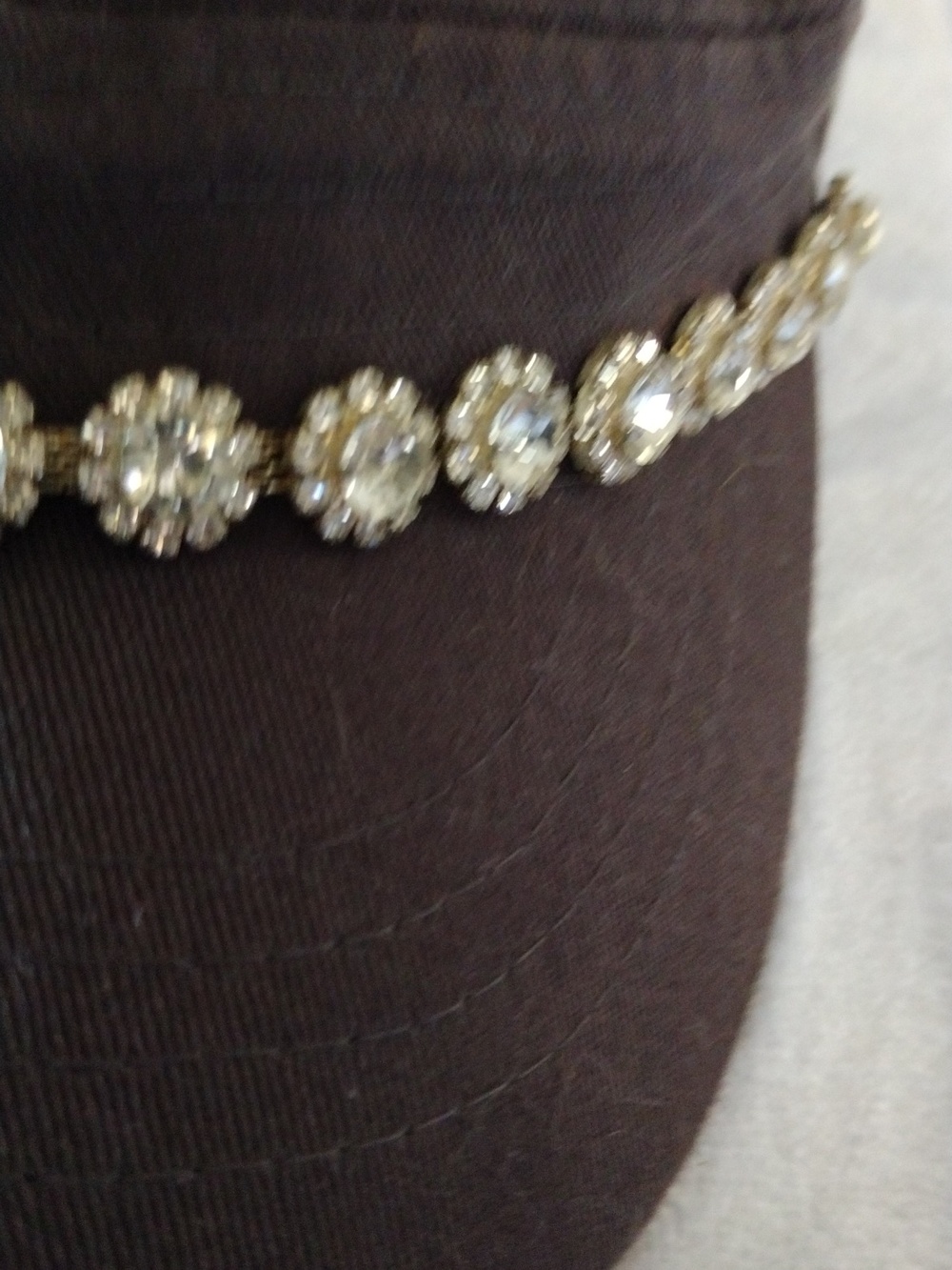Women's Black Cap with Rhinestone Chain - Picture 3 of 7